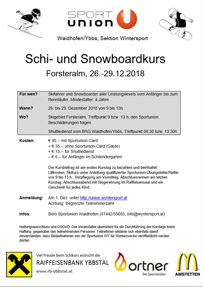 Schi- und Snowboardkurs 2018